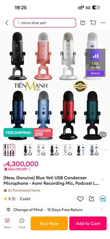 Микрофон Blue Yeti USB, белый, новый, фото 4