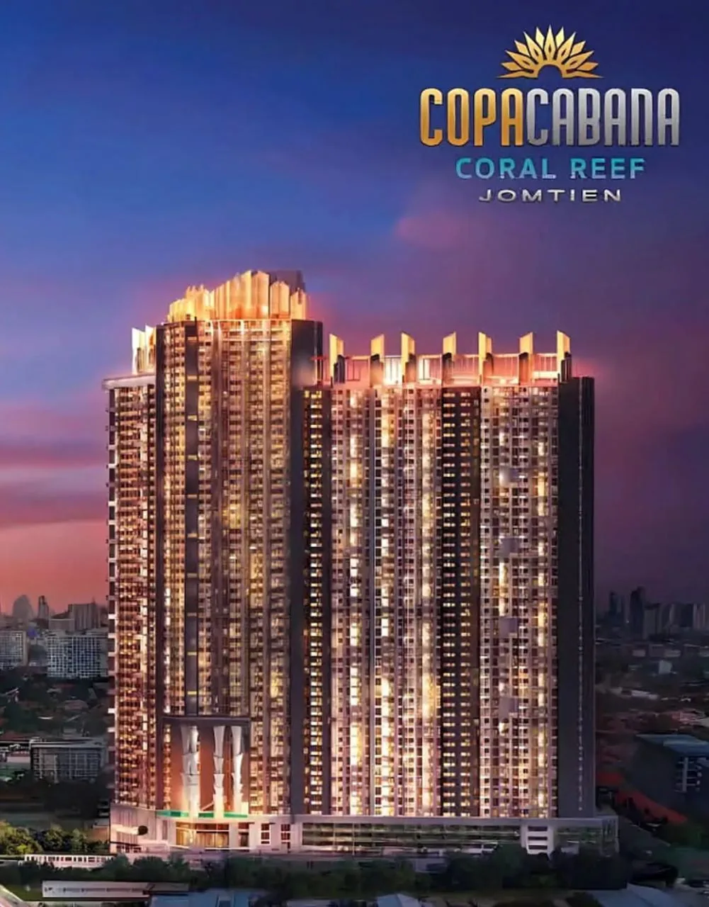 1-спальная квартира 34,3 м² в Copacabana Coral Reef Jomtien, 38 этаж