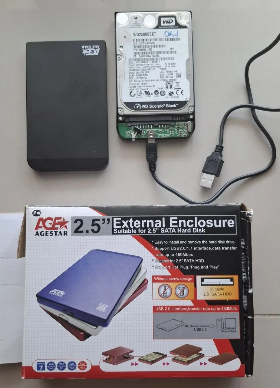 HDD WD 250 Gb во внешнем корпусе