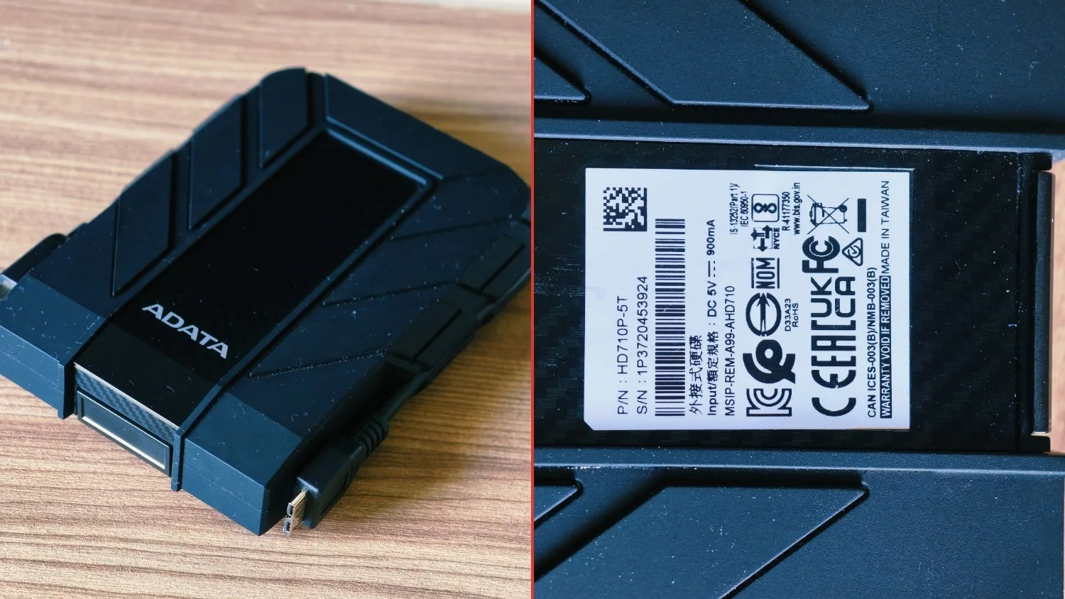 Защищённый внешний жёсткий диск 5 ТБ, Adata / Western Digital