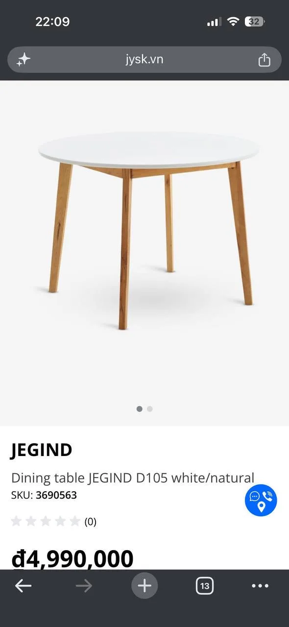 Белый круглый обеденный стол, диаметр 1,5 м