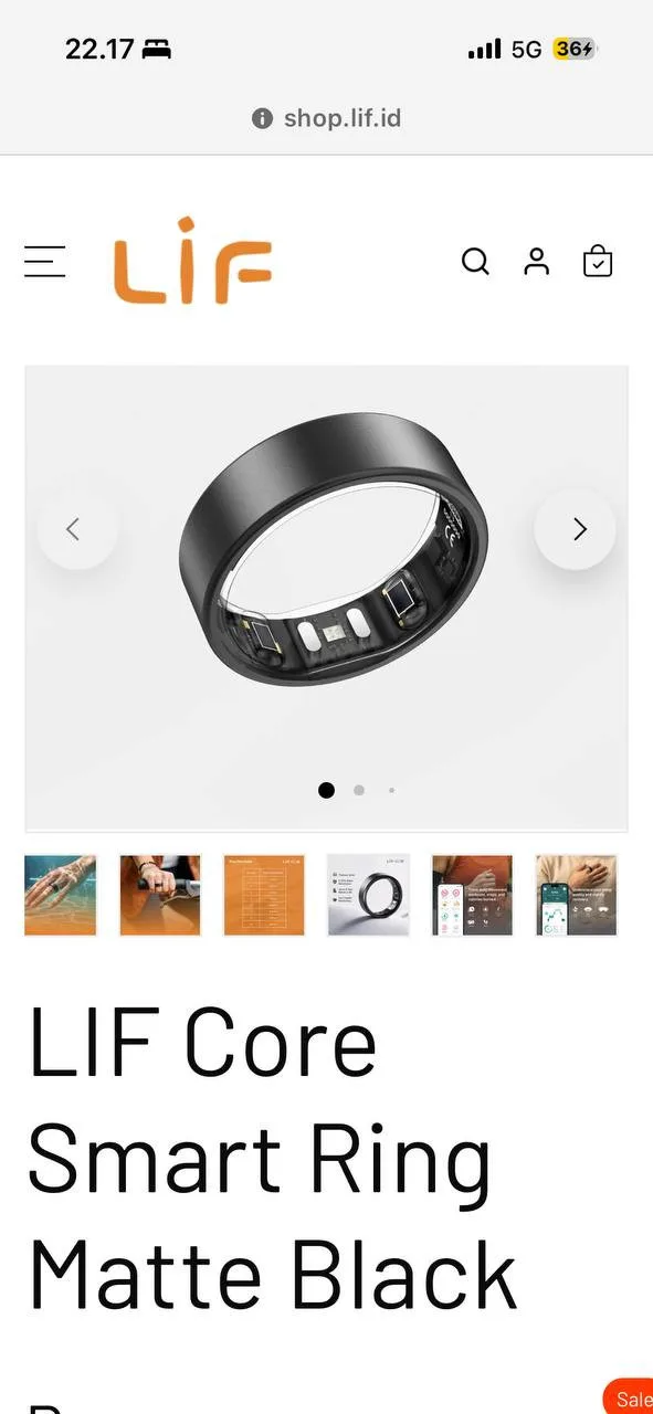 Кольцо Smart ring LIF, размер 8
