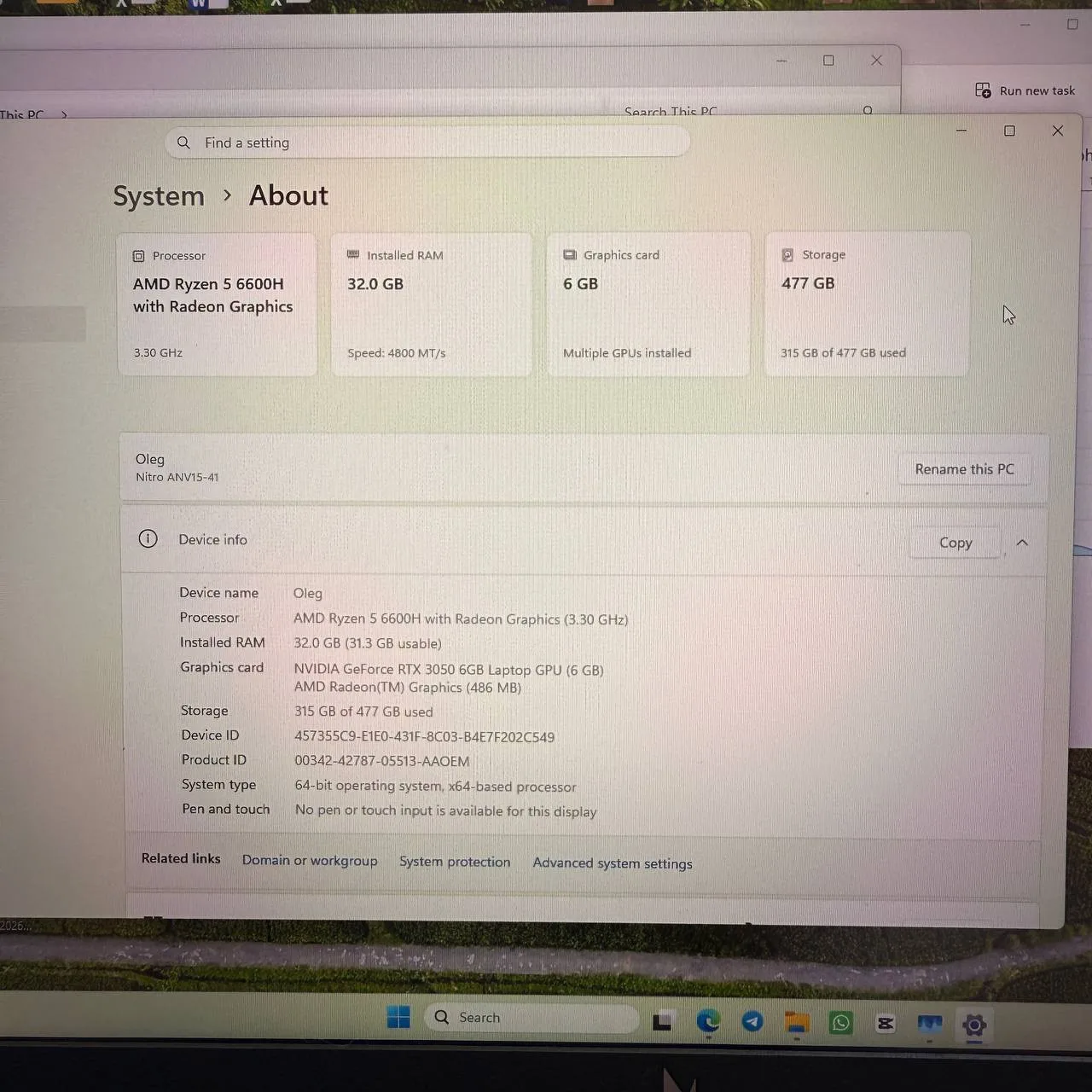 Ноутбук Acer Nitro V 15 (ANV15-41), RTX 3050, 32 ГБ, фото 6