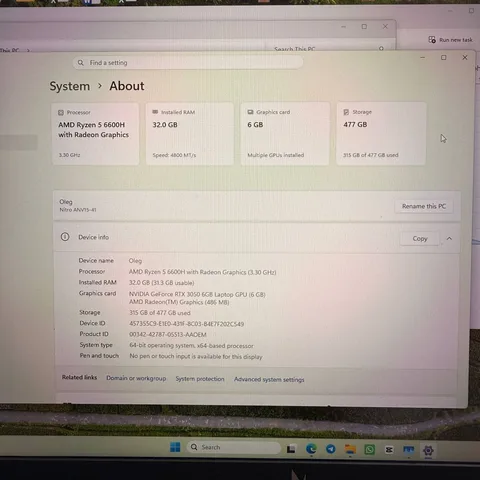 Ноутбук Acer Nitro V 15 (ANV15-41), RTX 3050, 32 ГБ, фото 6