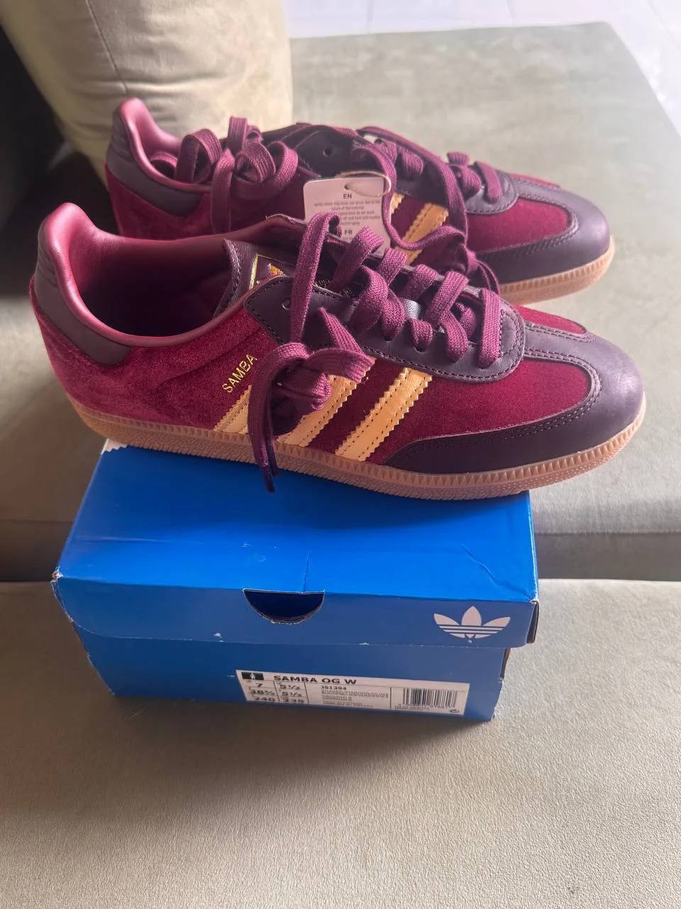 Кроссовки adidas samba, бархатные, UK 5.5, фото 2