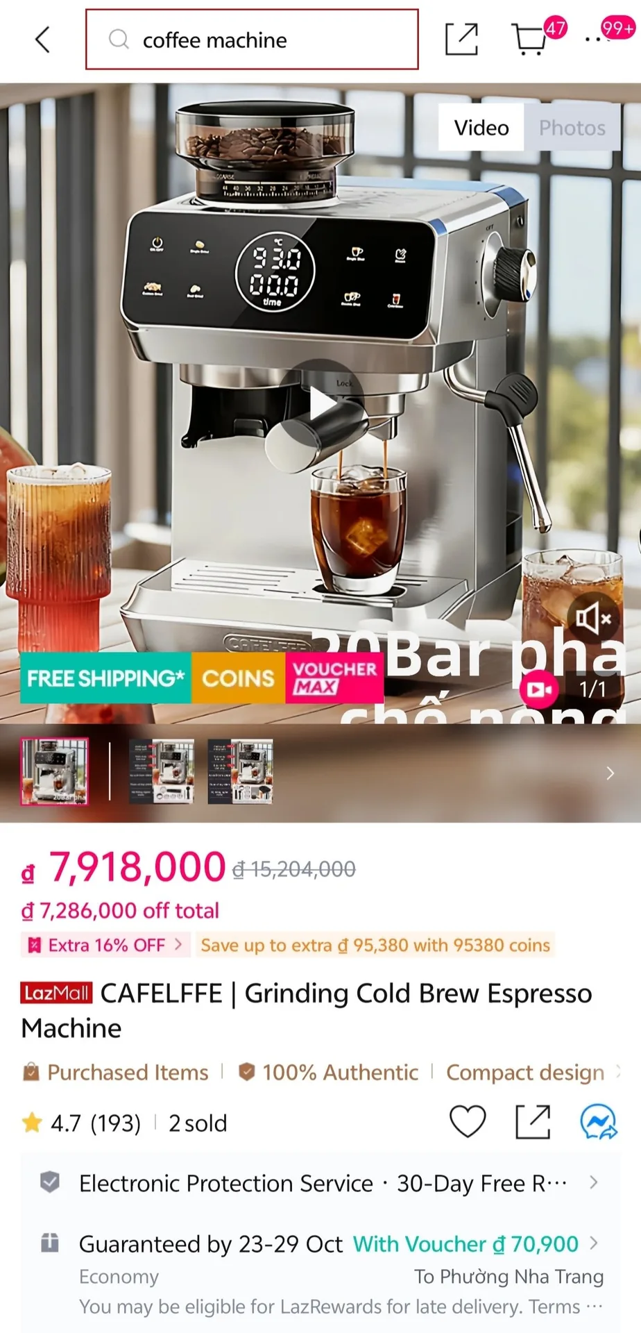 Рожковая кофемашина CAFELFFE со встроенной кофемолкой, фото 2