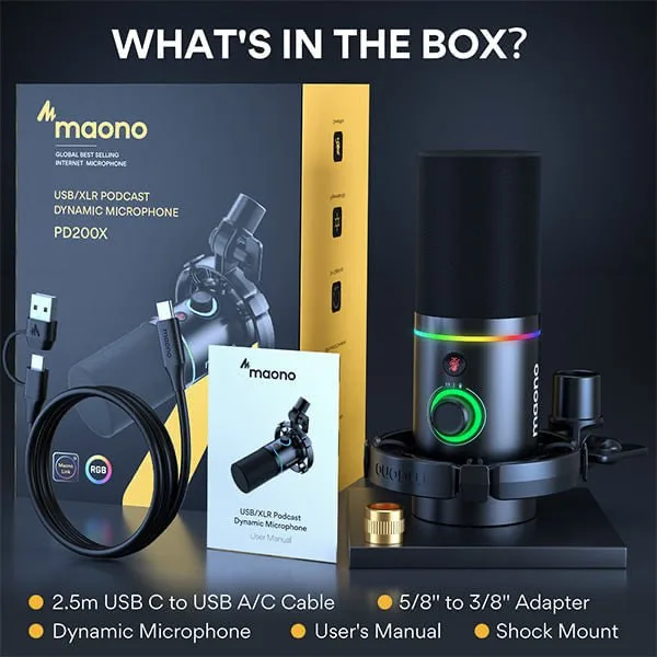 Микрофон MAONO PD200X RGB с пауком