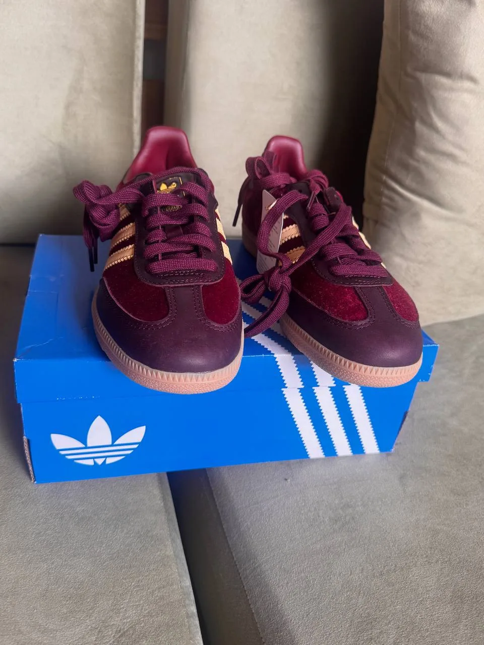 Кроссовки adidas samba, бархатные, UK 5.5, фото 3