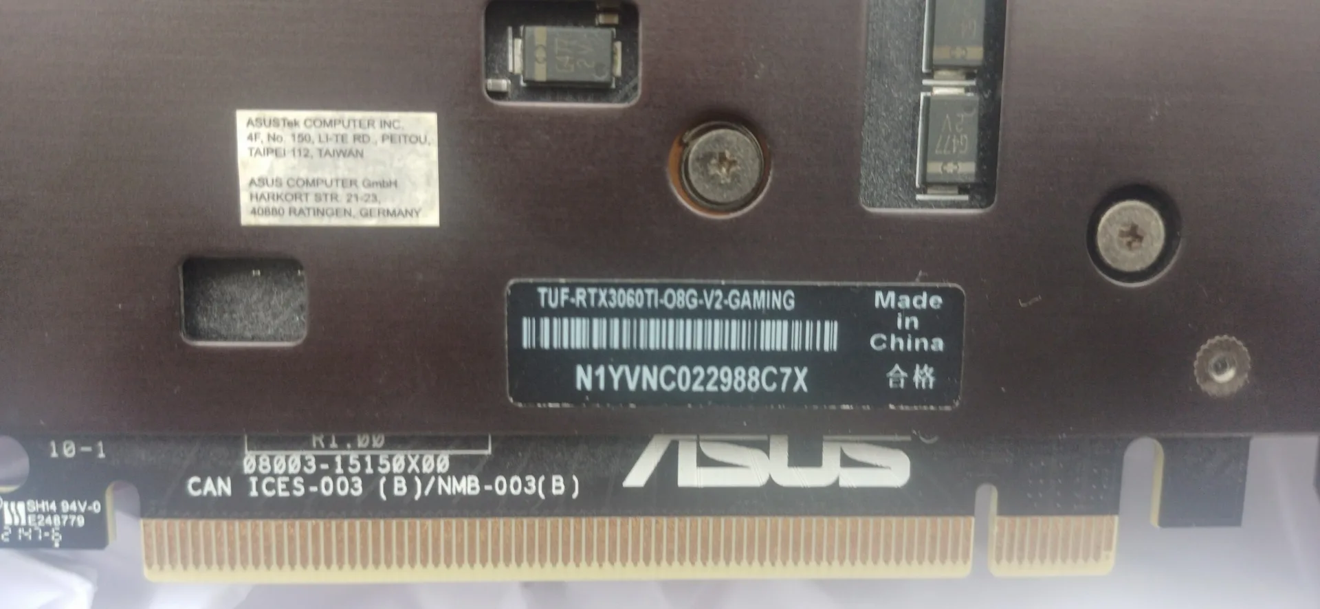 Видеокарта TUF RTX 3060TI 8gb, фото 2