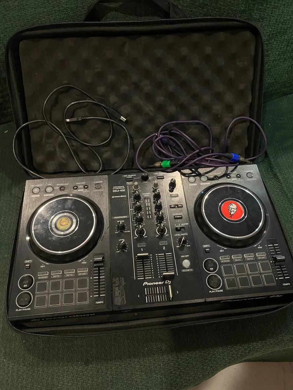 DJ-контроллер Pioneer ddj400 с чехлом и кабелями, фото 2