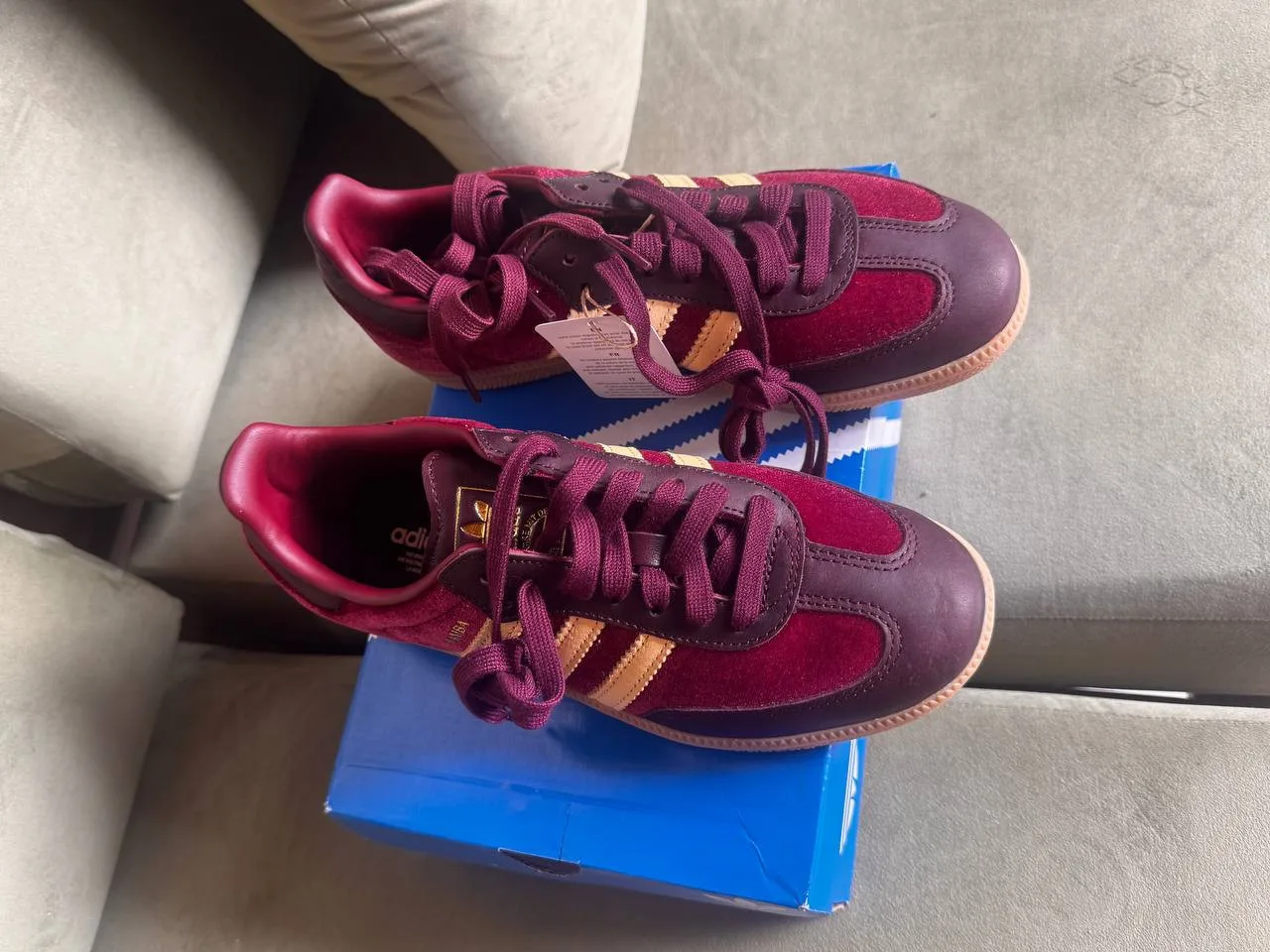 Кроссовки adidas samba, бархатные, UK 5.5, фото 4