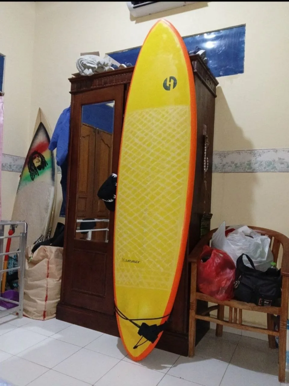 Доска для серфинга, желтый хард 7,4 ft